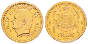 Monaco, Louis II 1922-1949 1 Franc Essai or, ... 