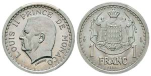 Monaco, Louis II 1922-1949 1 Franc Essai, ... 