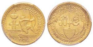 Monaco, Louis II 1922-1949 50 centimes  ... 