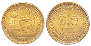 Monaco, Louis II 1922-1949 50 centimes  ... 