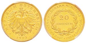 Autriche, République 1918- 20 Kronen, 1923, ... 