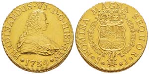 Chile, Ferdinando VI 1746-1760 8 Escudos, ... 
