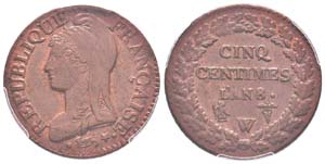 France, Directoire 1795-1799 Cinq centimes ... 