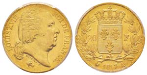 France, Louis XVIII 1815-1824    20 Francs, ... 