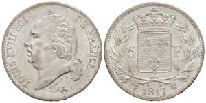 France, Louis XVIII 1815-1824    5 Francs, ... 