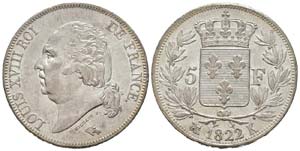 France, Louis XVIII 1815-1824    5 Francs, ... 