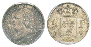 France, Louis XVIII 1815-1824    1/4 Franc, ... 