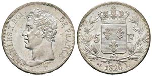 France, Charles X 1824-1830      5 Francs, ... 
