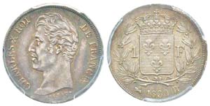 France, Charles X 1824-1830      1 Franc, ... 