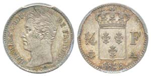 France, Charles X 1824-1830      1/4 Franc, ... 