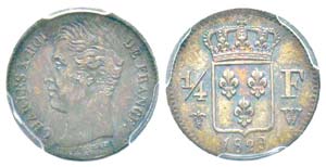 France, Charles X 1824-1830      1/4 Franc, ... 