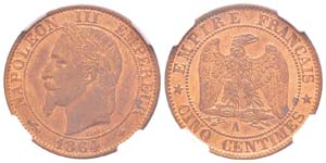 France, Second Empire 1852-1870  5 Centimes, ... 