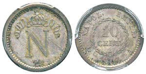 Premier Empire, Essai argent de 10 centimes, ... 
