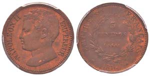 Napoléon II, Essai de 3 centimes en bronze ... 