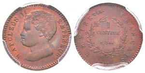 Napoléon II, Essai de 1 centime en bronze, ... 