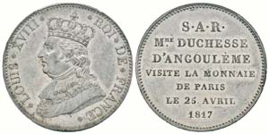 Louis XVIII, Module de 5 Francs visite de la ... 