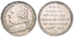 Louis XVIII, Module du 5 Francs sur flan ... 
