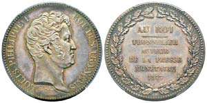 Louis Philippe I, Epreuve en argent du 5 ... 