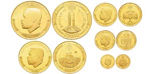 Gabon Coffret de 5 monnaies en or de 20000, ... 
