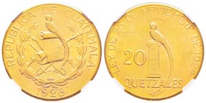 Guatemala, République 20 Quetzales, 1926, ... 