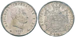 Royaume dItalie 1805-1814   5 Lire, Milan, ... 