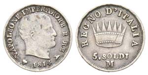 Royaume dItalie 1805-1814   5 soldi (25 ... 