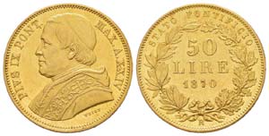 Pius IX 1846-1878           50 Lire, Roma, ... 