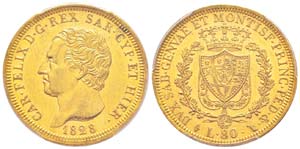 Carlo Felice 1821-1831 80 lire, Torino, 1828 ... 