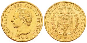 Carlo Felice 1821-1831 80 lire, Torino, 1830 ... 