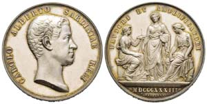 Carlo Alberto 1831-1849 Médaille argent par ... 