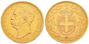 Umberto I 1878-1900  100 lire, Rome, 1880 R, ... 