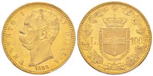 Umberto I 1878-1900  100 lire, Rome, 1883 R, ... 