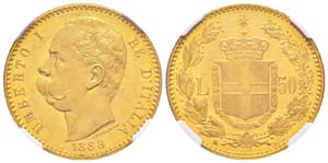 Umberto I 1878-1900  50 lire, Roma, 1888 R, ... 