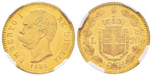 Umberto I 1878-1900  20 lire, Roma, 1884 R, ... 