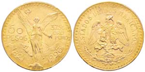 Mexico 50 Pesos, 1923, AU 41.66 g. 900‰    ... 