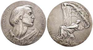 Poland, Médaille de Frédéric Chopin par ... 