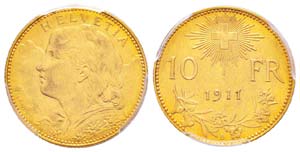 Switzerland, 10 Francs, Berne, 1911 B, AU ... 