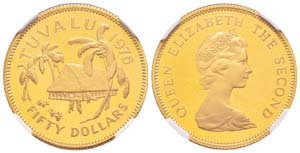 Tuvalu 50 Dollars, 1976, AU 15.98 g. 917‰  ... 