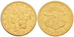 USA, 20 Dollars, San Francisco, 1863 S, AU ... 