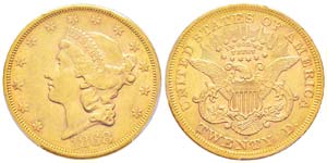 USA, 20 Dollars, San Francisco, 1868 S, AU ... 