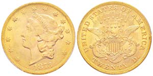 USA, 20 Dollars, Philadelphia, 1873 OPEN 3, ... 
