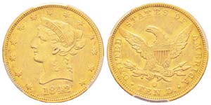 USA, 10 Dollars, New Orleans, 1842 O, AU ... 