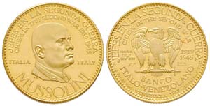 Venezuala Médaille en or pour Mussolini, ... 