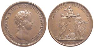 Médaille Bronze Louis XIV, 14 mai 1643, 30 ... 