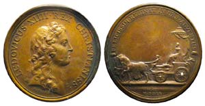 France, Médaille Bronze Louis XIV, 1660, ... 