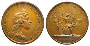 France, Médaille Bronze Louis XIV, 1661, Le ... 