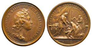 France, Médaille Bronze Louis XIV,Le Roi ... 