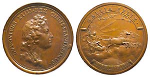 France, Médaille Bronze Louis XIV, 1661, ... 