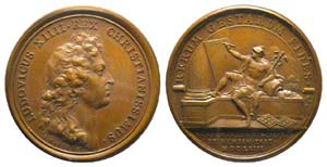 Médaille Bronze Louis XIV, 1663, ... 