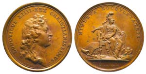 Médaille Bronze Louis XIV, 1664, ... 